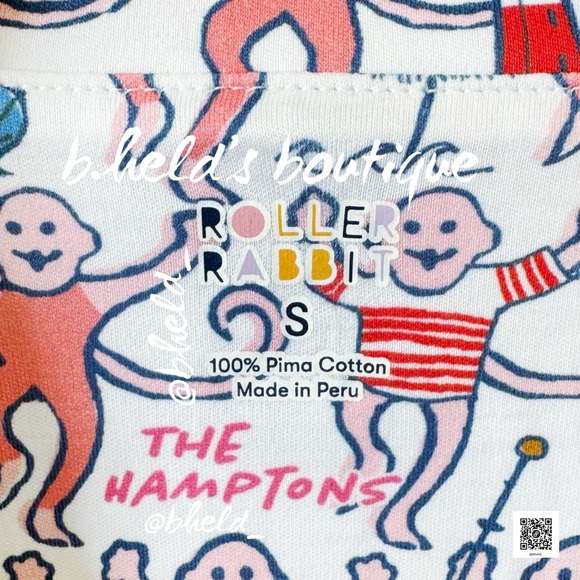 Roller Rabbit Hamptons Monkey Polo Pajamas in Pink Monkey Size S Brand New NWT - Picture 6 of 17